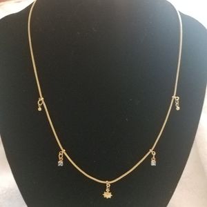 Stamped F18K - Necklace with small blue stones